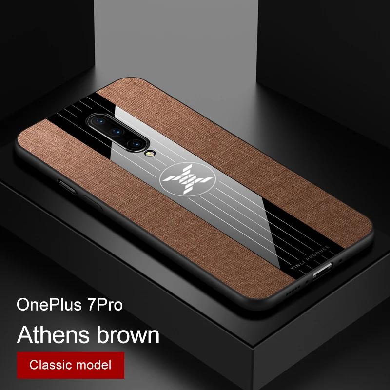 Для OnePlus 7 Pro Чехол матовая ткань глянцевый чехол для OnePlus 6T One Plus 6 7T Pro противоударный чехол для телефона Магнитный держатель кольца - Color: Brown No Ring