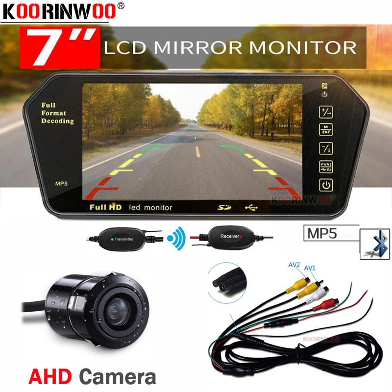 Koorinwoo Авто 2 4G беспроводной Bluetooth Mp5 зеркальный монитор TFT дисплей USB/SD слот Мини CCD