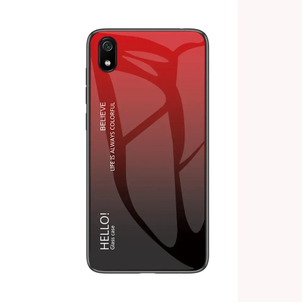 red black Для Xiaomi Redmi 7 6 7A 5 S2 Y2 K20 Note 8 7 6 Pro 7S Модный градиентный цвет противоударный чехол для телефона чехол из закаленного стекла - Цвет: red black