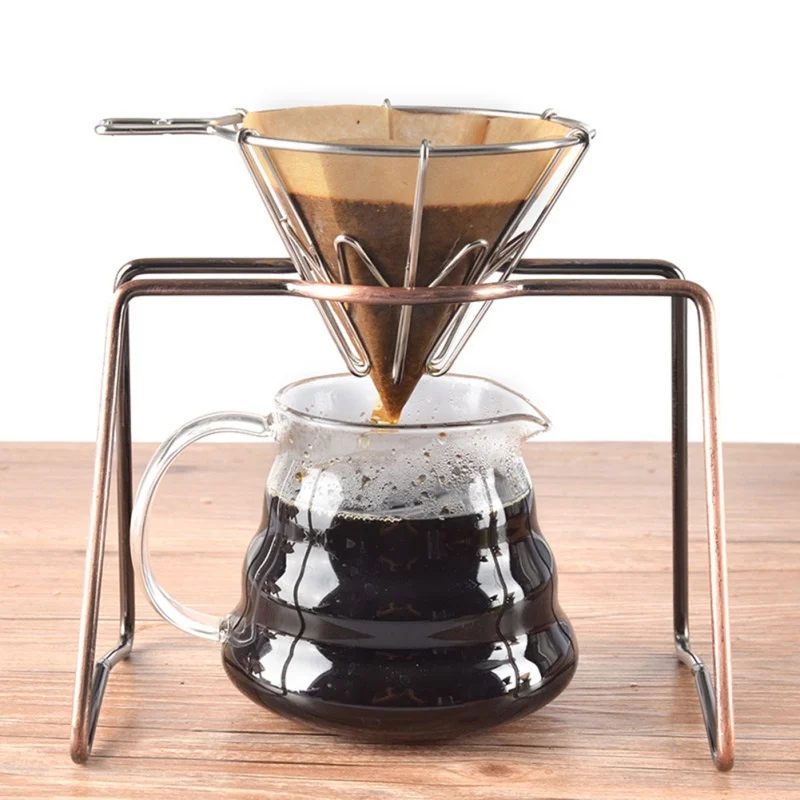 

Coffee Dripper Stand Metal Filter Frame Holder Geometric Drip Cup Bracket Paperless Reusable Pour Over Coffee Filter Stand