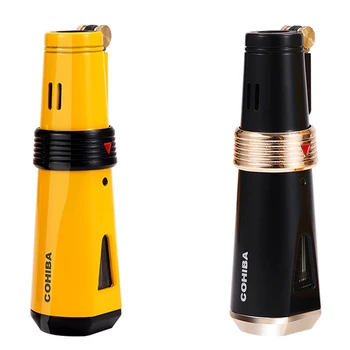 

COHIBA Unique Windproof Torch Refillable Cigar Lighters Jet Flame Cigar Cigarette Lighter With Gift Box Free shipping