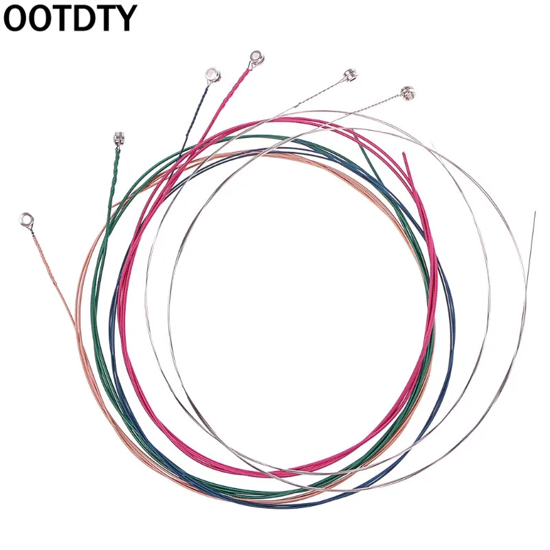OOTDTY 1 набор 6 шт радужные цветные Струны для акустической гитары инструмент