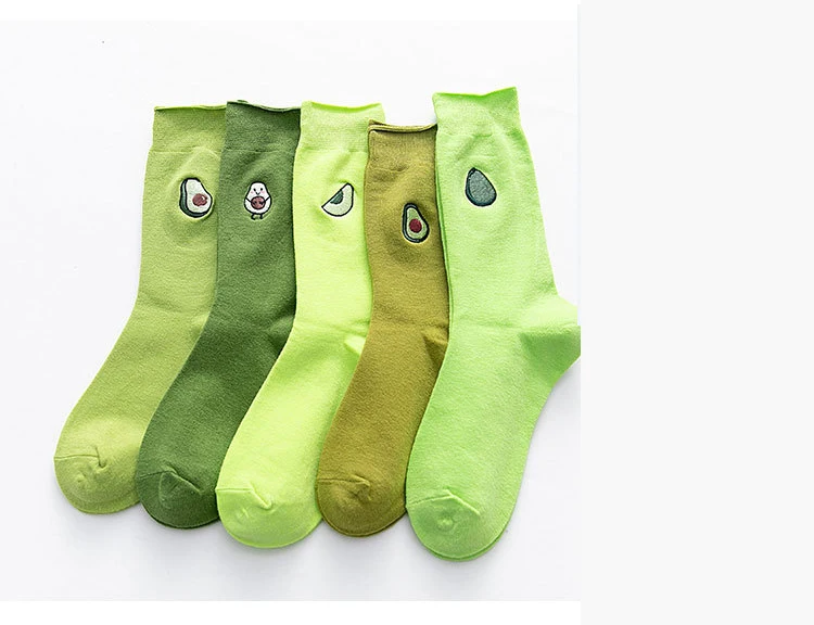 Зеленый фрукты, авокадо уличная японский Симпатичный хлопковый Повседневное носки на зиму, удерживающие тепло Для женщин Для мужчин носки милые забавные короткие счастливые носки до лодыжки
