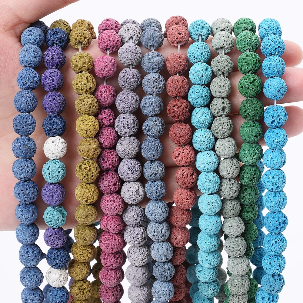 Volcanic Rock Stone Beads Green Blue Gray Loose Spacer Beads for DIY