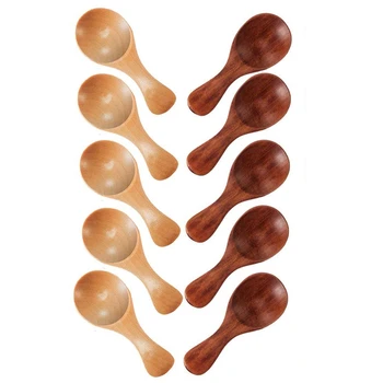 

10 Small Wooden Spoons Mini Seasoning Sugar Seasoning Salt Honey Teaspoon Coffee Tea Jam Mustard Ice Cream Wooden Spoon