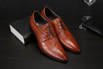 

Fashion Pointed Toe Formal Wear Leather Shoes Lace-up Work Shoes Luxury Wedding Shoes Cowhide