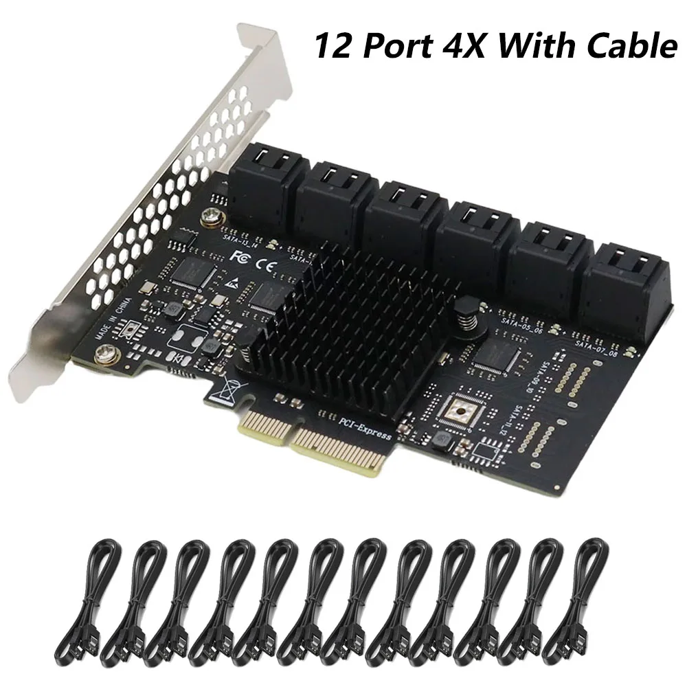 PCIE SATA Card 12/16/20 Ports 6Gb SATA 3.0 PCIe Card, PCIe