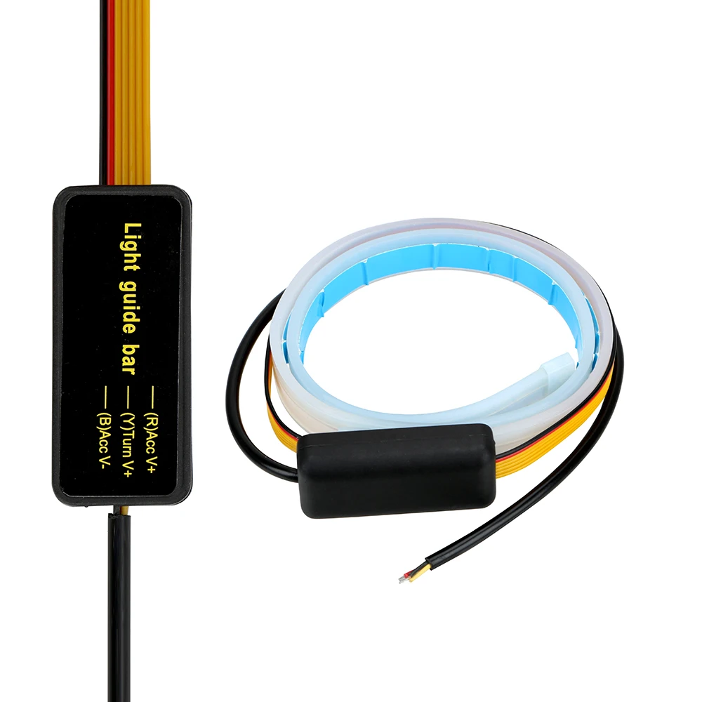 LEEPEE, гибкая мягкая трубка, направляющие указатели поворота, белые, желтые ультратонкие дневные ходовые огни DRL, Автомобильный светодиодный водонепроницаемый светильник