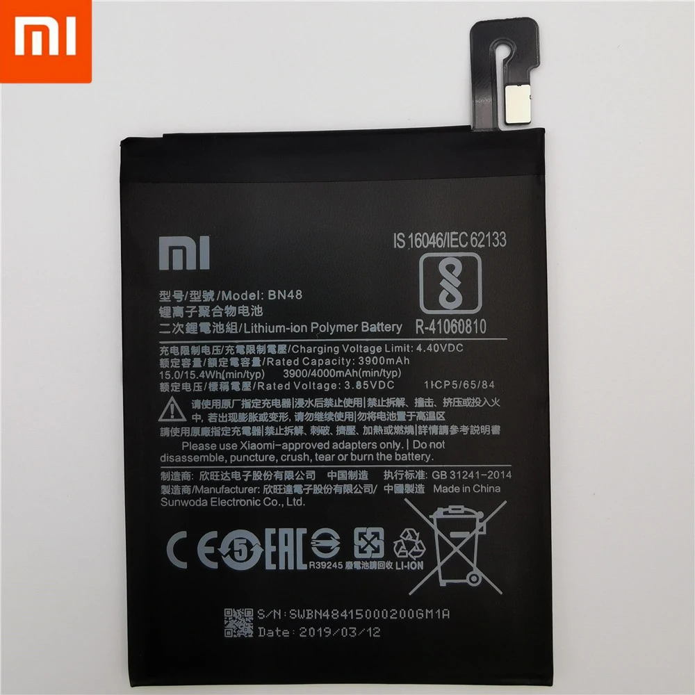 Аккумулятор для телефона Xiaomi BN48, 4000 мА/ч, высокая емкость, высококачественный Сменный аккумулятор для Xiaomi Redmi Note 6 Pro+ Инструменты+ наклейки