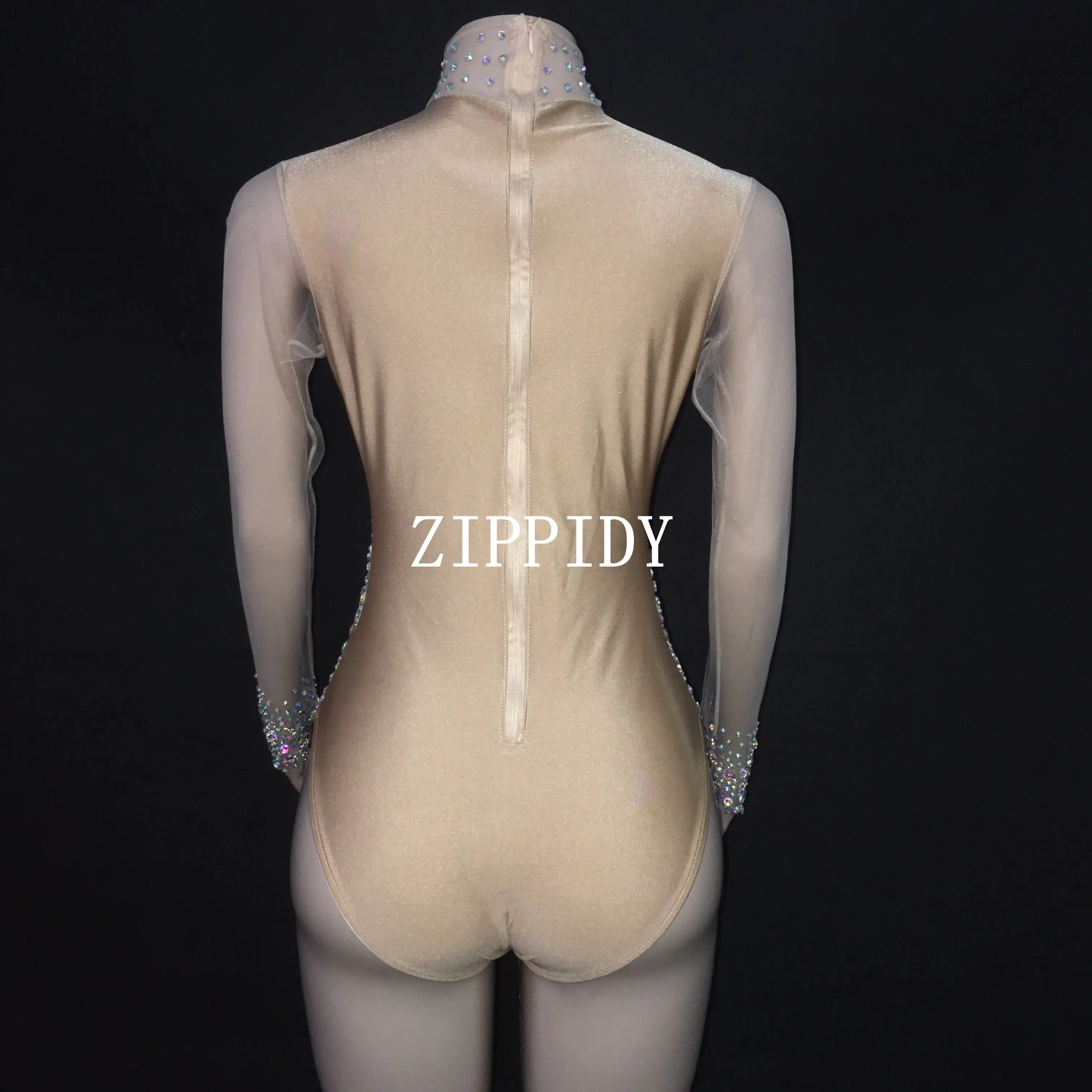 Sexy AB Rhinestones Mesh Bodysuit Birthday Celebrate Wear Female Singer Show Bodysuit Evening Prom Party Stage Wear corset bodysuit