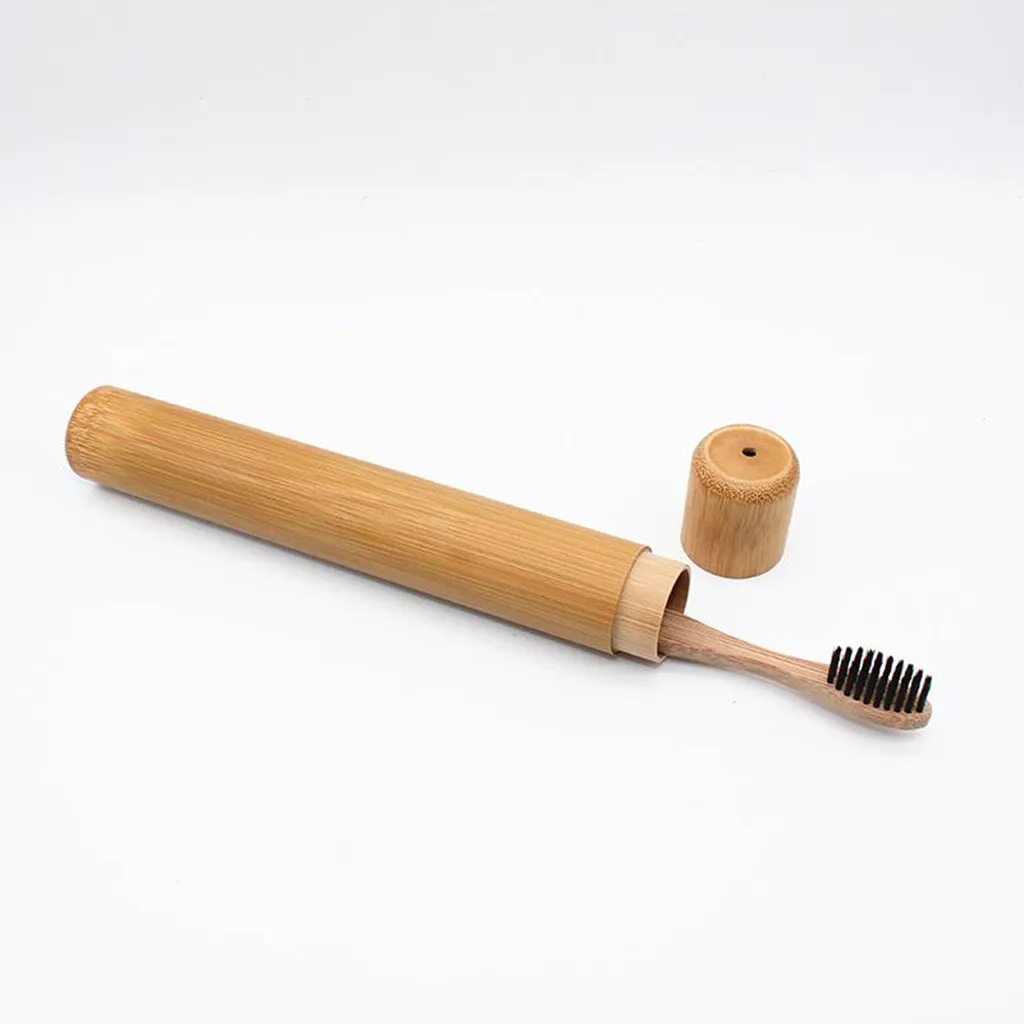 

Natural Bamboo Toothbrush Case Tube For Travel Hotel Dustproof Toothbrush Holder Boite De Rangement Tooth Brush Storage Box