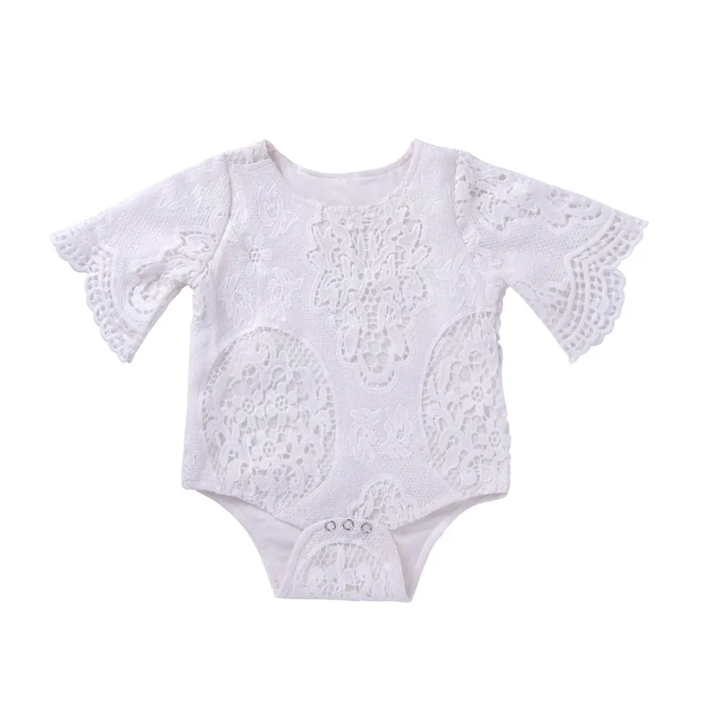 

Lovely Newborn Infants Baby Girls Lace Bat Sleeve O-neck Cotton Toddler Bodysuit Romper Jumpsuit Outfits Daily Wear