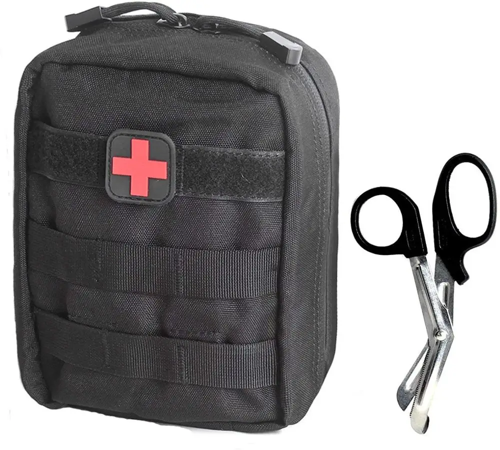 Black bag Сумка первой помощи для выживания MOLLE, медицинская сумка 1000D, нейлоновая тактическая сумка EMT с пластырем для первой помощи и ножницами - Цвет: Black bag