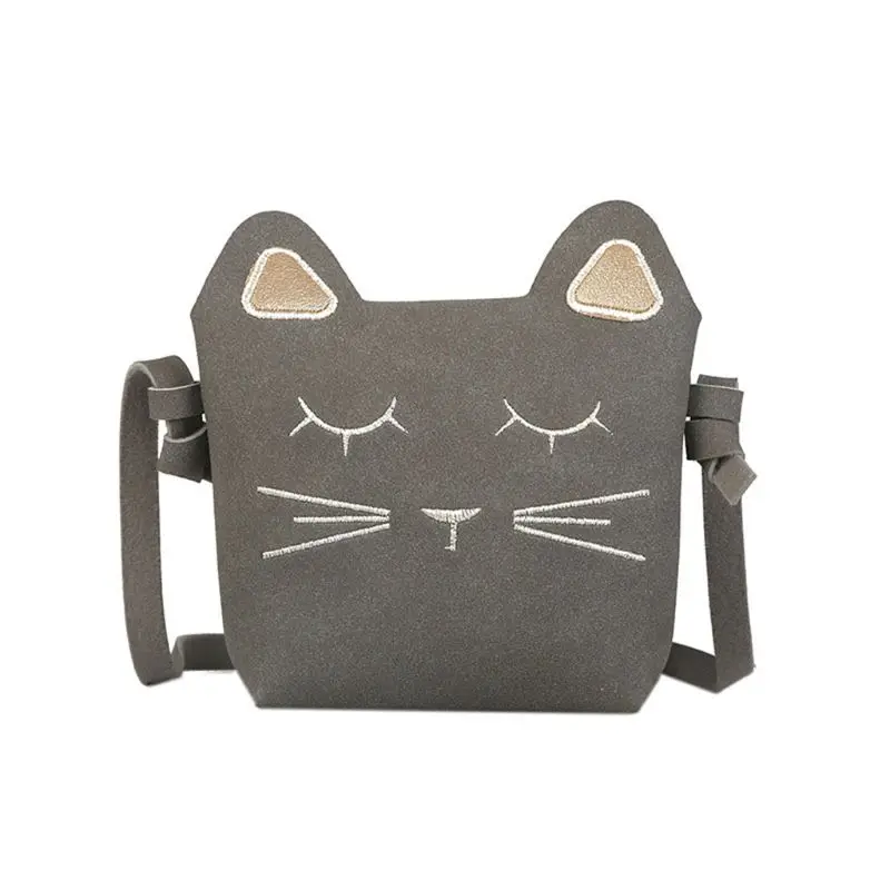 Серый Little Girls Purses Cute Cat Shoulder Crossbody Bag for Kids Toddler Girls F42A - Цвет: Серый