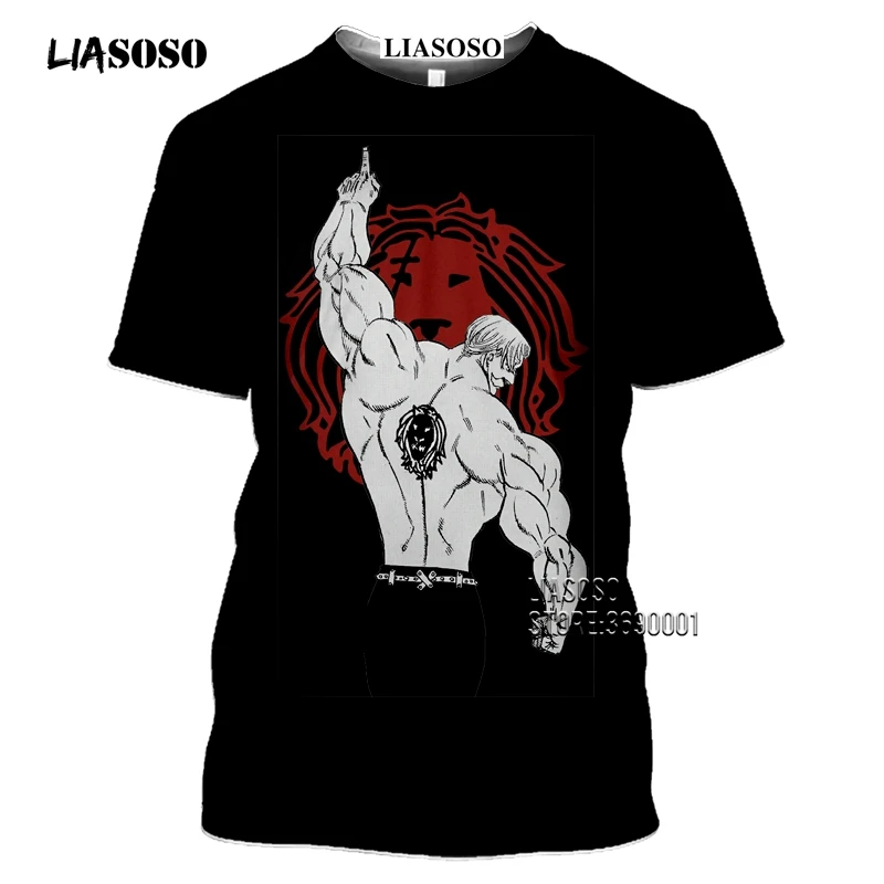 LIASOSO Anime The Seven Deadly Sins Men's T-shirt Japanese Meliodas Hawk Escanor Estarossa 3D Print Tshirt Summer Casual Shirt  (23)