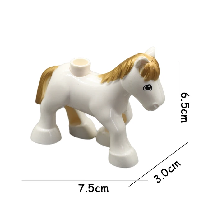 Big Size Building Blocks Animal Accessories Farm Figures Pig Rabbit Chicken Duck Dog Cat Bird horse Cow Sheep DIY Toys Gifts gd-hair White horse