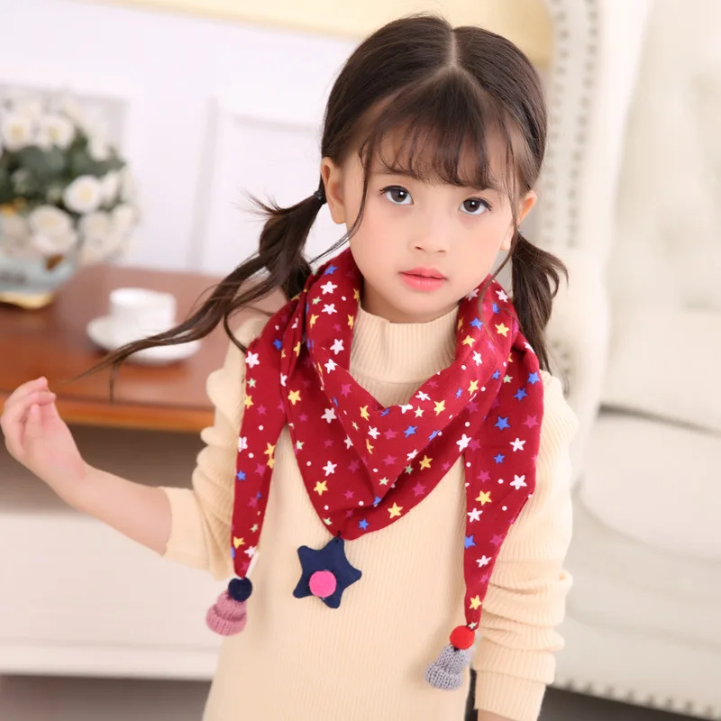 

Children 's Double-Layer Triangular Binder Scarf Korean Style Autumn and Winter Cotton and Linen Scarf Fashion Double-Sided