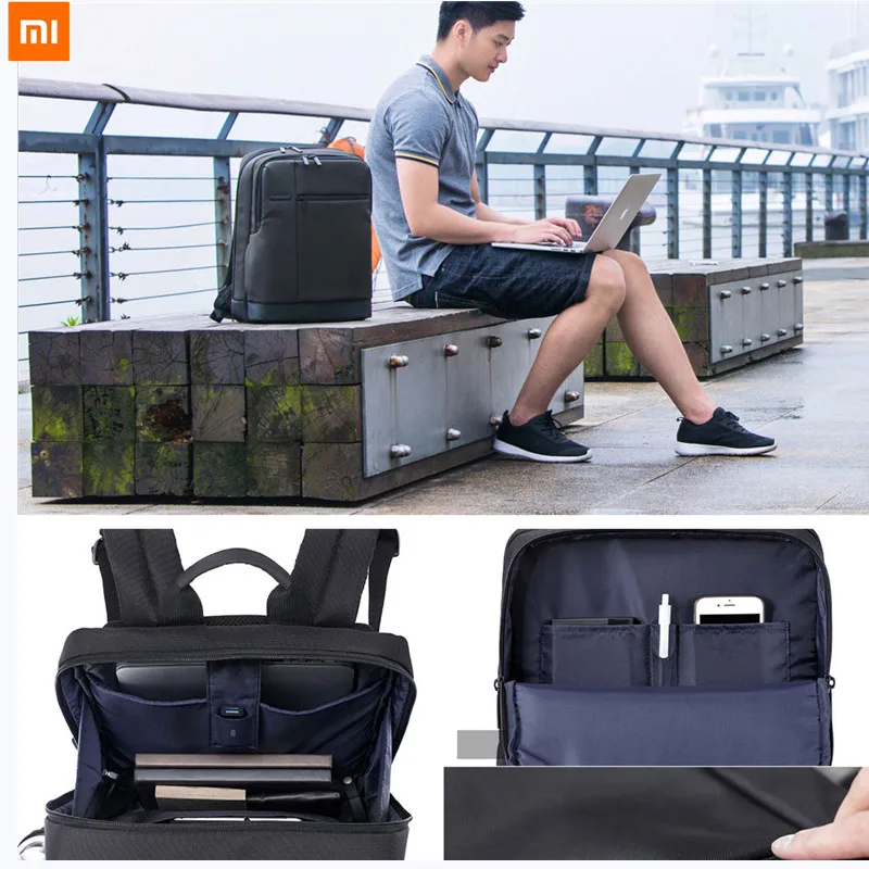 Оригинальный Xiaomi классический многослойный деловой рюкзак для ноутбука Мужская