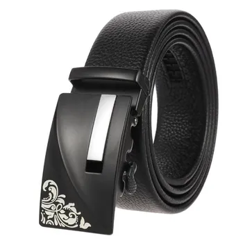

Men's Ratchet Belt with Genuine Leather, Ratchet Belt for Men Sliding Automatic Buckle Leather Dress Belt