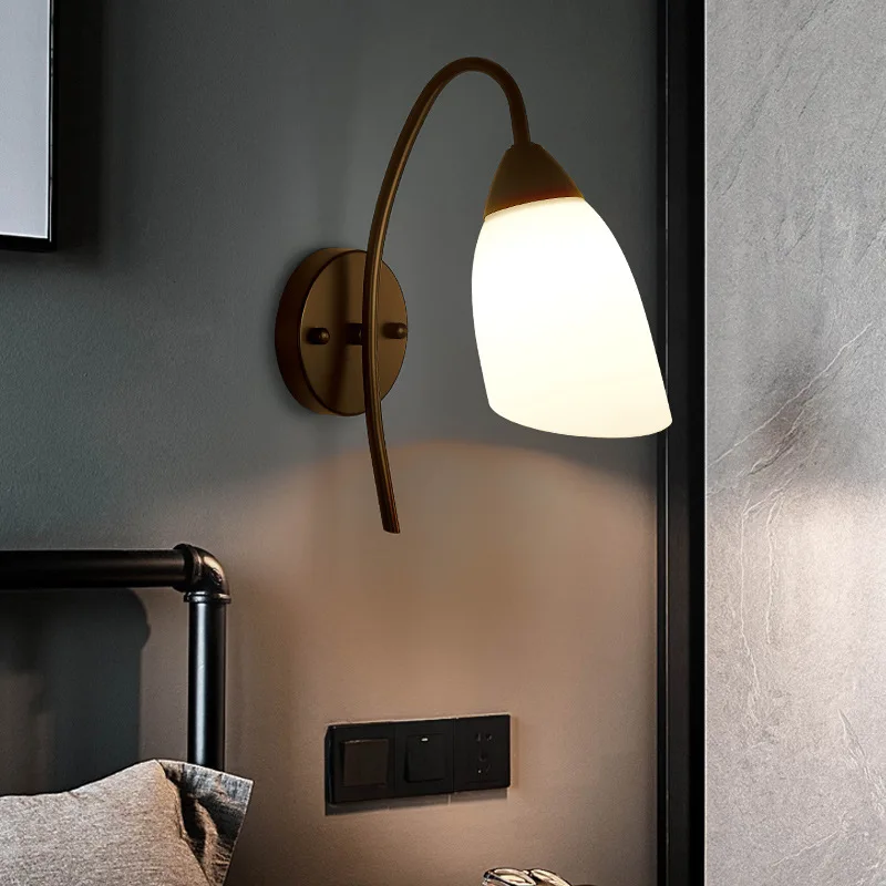 

New Style European Style Bedroom Wall Lamp American-Style Iron Art Living Room Hallway Corridor Wall Lamp Modern Hotel Room Beds
