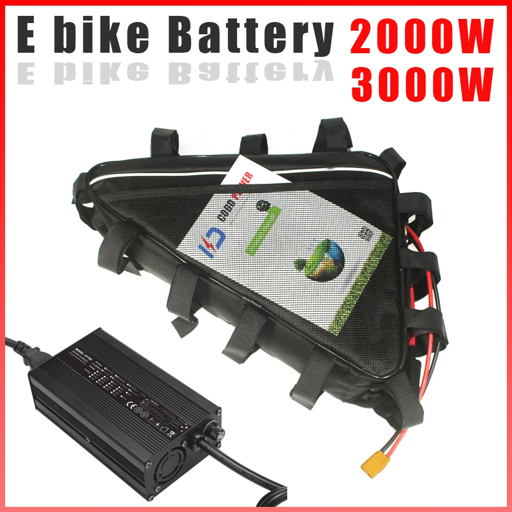 24V 36V 48V 52V 60V 72V Electric Bicycle Battery Triangle Bag E bike 1000W 2000W 3000W Lithium Battery