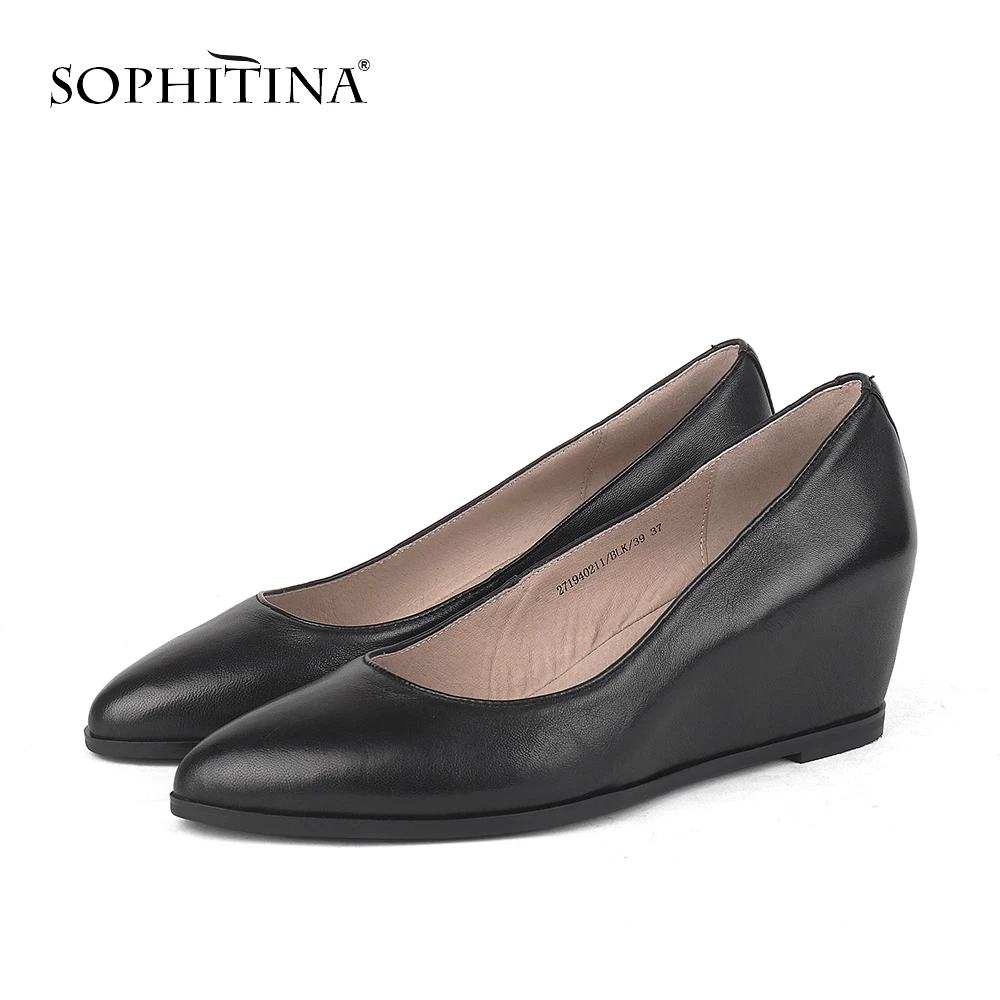 SOPHITINA/удобные туфли-лодочки на танкетке; Высококачественная замшевая женская обувь с круглым закрытым носком; новые туфли-лодочки ручной работы; C208