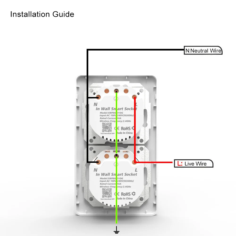 Zigbee tuya parede único duplo triplo ue