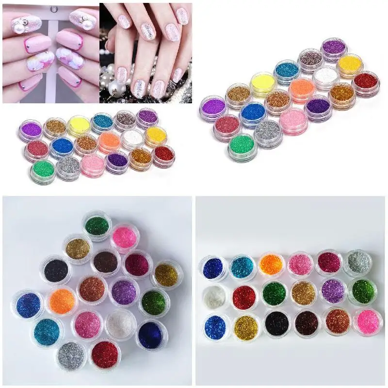 18 Colors Nail Art Glitter Powder Dust For UV GEL Acrylic Powder Decoration Gradient Shiny Nail Glitter Set DIY Nail Art Decorat
