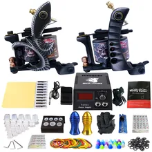 Полный комплект татуировки 2 Профессиональная катушка тату-машина Лейнер орудия шейдер блок питания ручки боди-арт набор инструментов Перманентный макияж
