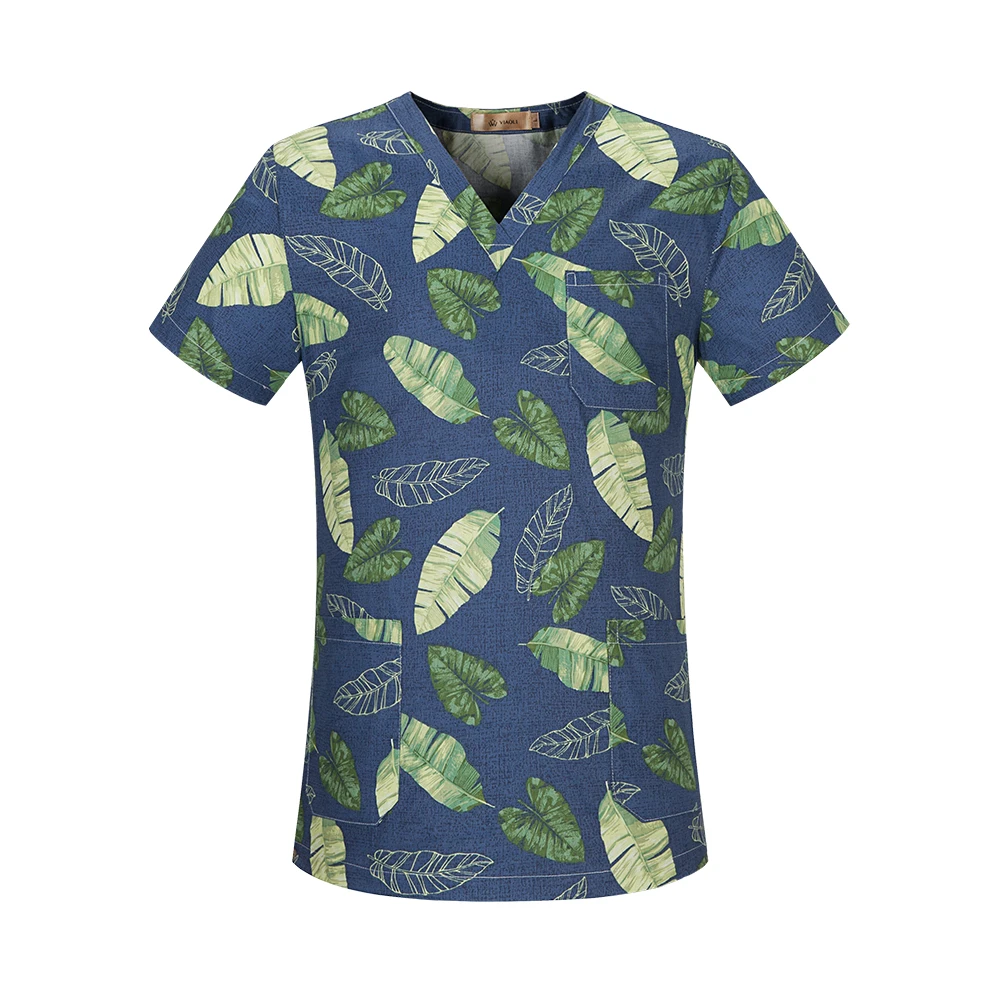 Спецодежда eauty and health, униформа для кормления, спа, uniformFashion, с принтом, топы, v-образный вырез, короткий рукав, топ с двумя большими карманами - Цвет: tops