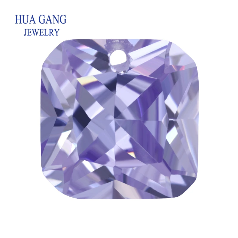 

Lavender Loose CZ Stones Beads Gem With Hole AAAAA Square Shape Cubic Zirconia Stone For Jewerly Making 4x4~12x12 High Quality
