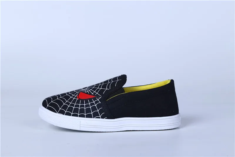 Mumoresp/черная детская обувь для мальчиков с человеком-пауком; повседневная детская обувь на плоской подошве; лоферы на заказ; высокое качество; мягкая нескользящая обувь; 20-31