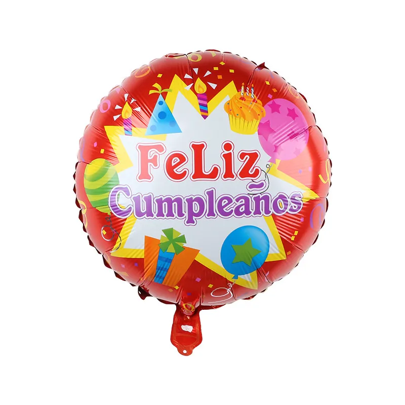 10 шт 18 Inch круглый Форма испанский Feliz cumpleaños С Днем Рождения украшения из материала майлар Фольга воздушные шары с гелием вечерние поставки-1