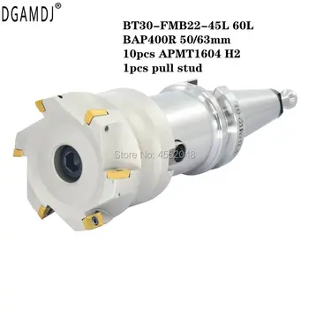 

BT30-FMB22-45L 60L Mohs face milling handle+BAP400R 50 22 4T 63 22 4T face milling cutter head+10pcs APMT1604 H2 carbide blade