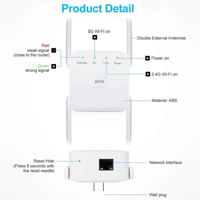TIANJIE 300Mbps Wireless 2.4G 5G WiFi Repeater Extender 1200Mbps Wi-Fi Amplifier Booster Repetidor Reapeter Access Point