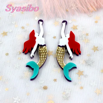 

(one pair) AC1542-60mm Mermaid For Earrings Laser cut Acrylic RainbowMermaid For Earrings