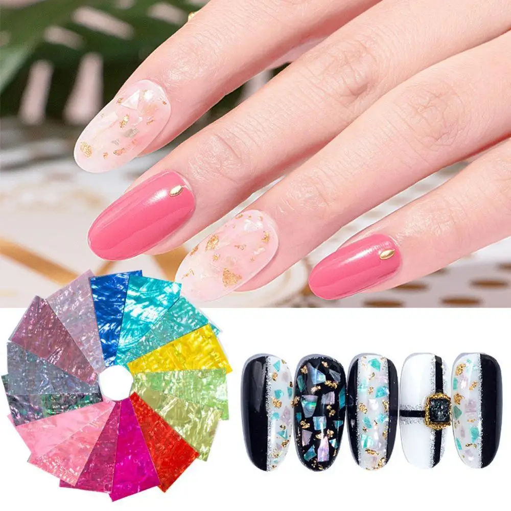 

1pc Shell Abalone Nail Art Sticker Gradient Mermaid Flakes Nail Foil Seaside Design Stickers Decals Adhesive