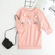 1 шт., осенне-весеннее Повседневное платье-свитер для маленьких девочек Модное детское платье с длинными рукавами и принтом в виде букв От 3 до 8 лет