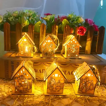 

LED Night Light Wooden House Decoration For The Family Garden Christmas Party Wedding Holiday Party Tree Decoration