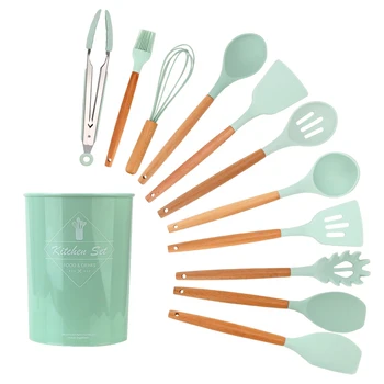 

NICEYARD 12Pcs/set Kitchenware Set Wooden Handle Silicone Cooking Tools Kitchen Utensil Set Household Accessories