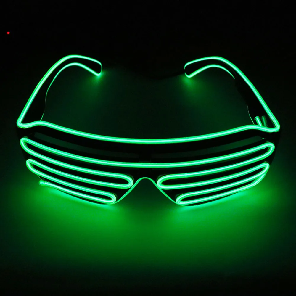Неоновые вечерние очки EL Wire неоновые светодиодные очки бокалы с подсветкой Rave костюм вечерние диджей солнцезащитные очки декоративное украшение для Хэллоуина - Цвет: Jade green