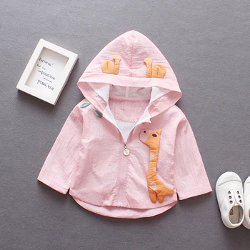 

Summer fashion baby girls coat children sunscreen cartoon cute giraffe cute UV protection hooded jacket