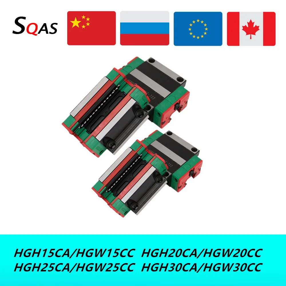 Fast deliver size same as HIWIN 4pcs HGH15CA /HGW15CC /HGH20CA/HGW20CC/HGH25CA/HGW25CC/HGH30CA/HGW30CC block slides for CNC afbeelding