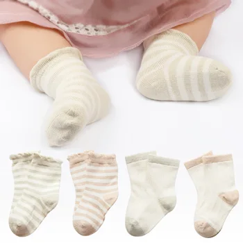 

High Quality Spring and Autumn New Unisex Baby Striped Socks Baby Breathable Sweat-absorbent Loose Socks