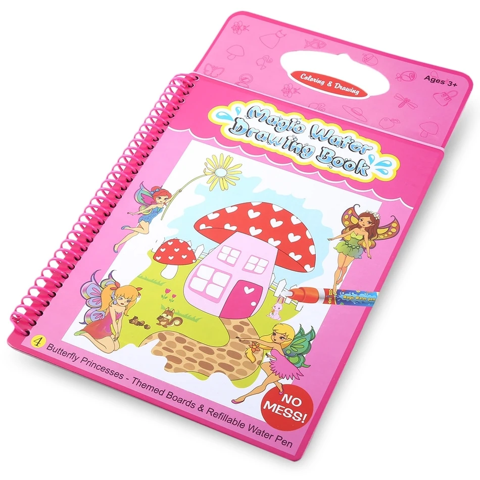 

Durable High-quality Paper Magic Water Drawing Book Intimate Painting Board with Pen Educational Toy for Kid - Flower Princess