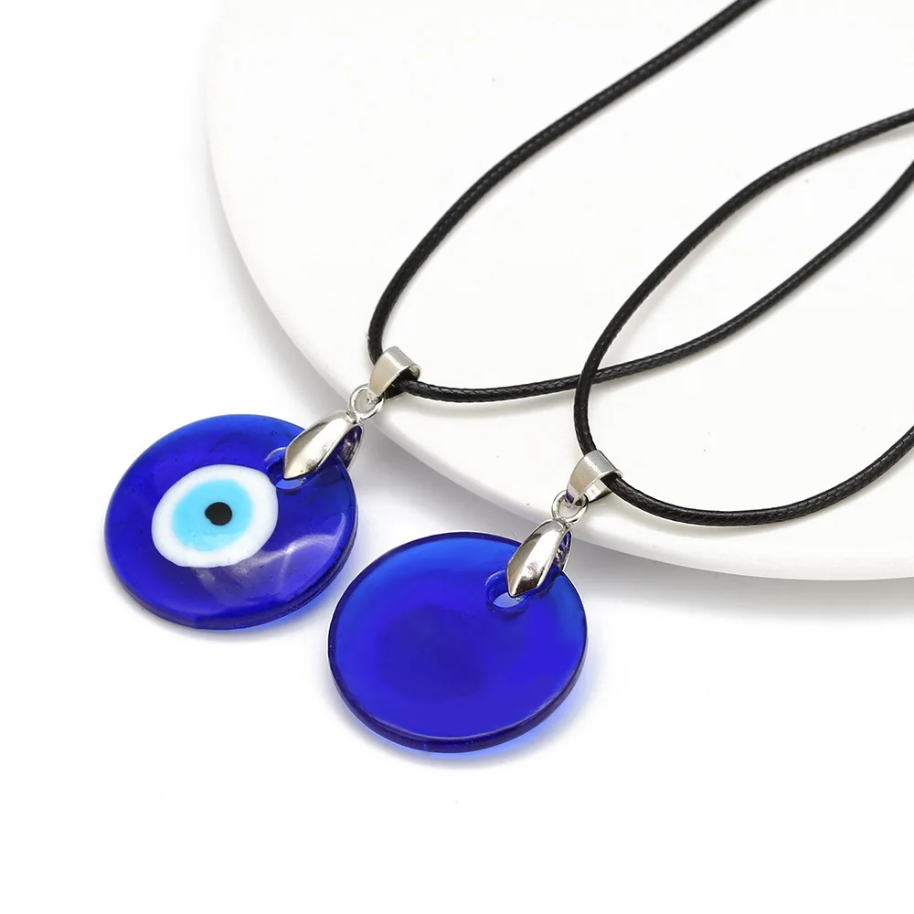 2021 New Fashion Women Blue Glass Evil Eye Pendant Charms Necklace Evil Eye Pendant Necklace Jewelry Accessories