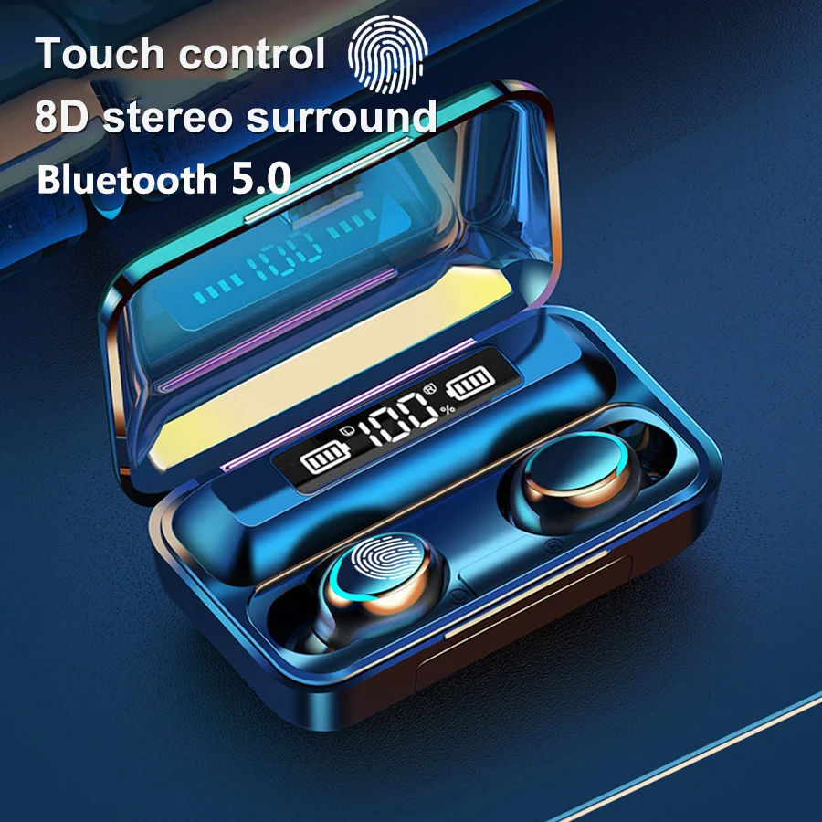 Наушники вкладыши с микрофоном и зарядным чехлом Bluetooth 5 0 Беспроводная