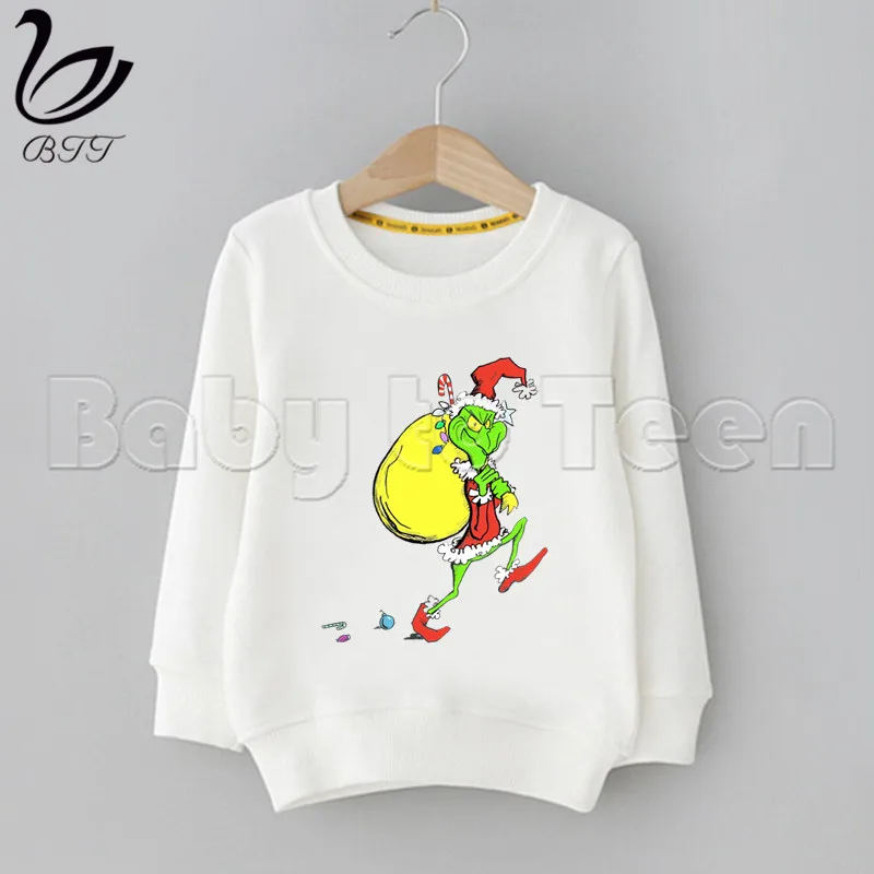 Grinch/Детские толстовки с капюшоном и забавным принтом; толстовки с капюшоном для мальчиков; Детский свитер; повседневные толстовки; осенне-зимняя толстовка с капюшоном
