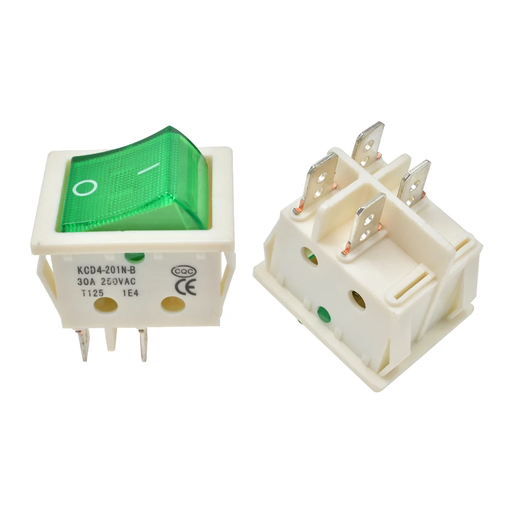 3 шт. кулисный выключатель питания 25*31 мм KCD4 4 Pin 6 Pin 2 позиции 30A 250V зеленый красный черный кнопка с светильник