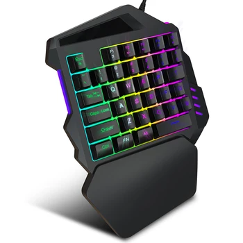 

35 Keys Wired LED Backlight Game Portable Mini Numeric Keypad USB Left Non Slip ABS One Handed Keyboard Accessories